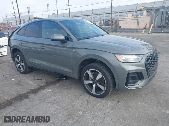 2023 Audi Q5 Sportback S line Premium Plus with VIN WA15AAFY2P2186641, listed as a IAAI auction lot 42111269 with 33,705 mi miles and . Bid and sale history available at DreamBid. Image 1.