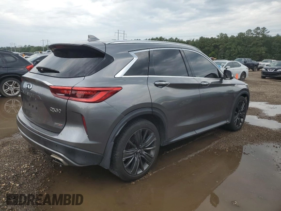 2020 Infiniti QX50 Luxe with VIN 3PCAJ5M17LF120708, listed as a Copart auction lot 57943945 with 53,649 mi miles and Salvage title. Bid and sale history available at DreamBid. Image 3.
