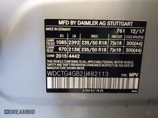 2018 Mercedes-Benz GLA with VIN WDCTG4GB2JJ482113, listed as a IAAI auction lot 41691867 with 109,936 mi miles. Bid and sale history available at carsss.com. Image 9.