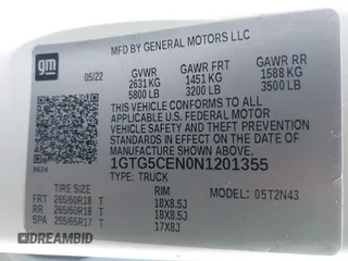 2022 GMC Canyon 2WD Elevation with VIN 1GTG5CEN0N1201355, listed as a IAAI auction lot 42295536 with 15,531 mi miles and . Bid and sale history available at DreamBid. Image 9.