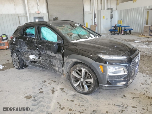 2019 Hyundai Kona Ultimate with VIN KM8K53A59KU379805, listed as a Copart auction lot 46149145 with 0 mi miles and Salvage Title. Bid and sale history available at carsss.com. Image 4.