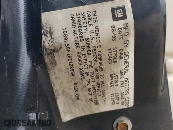 2006 Saturn ION z VIN 1G8AL55F16Z122984, wystawiony jako Copart lot #73568064 z przebiegiem 148 854 mil mil oraz Szkoda całkowita • Salvage title. Historia ofert i sprzedaży dostępna na DreamBid. Obrazek 12.
