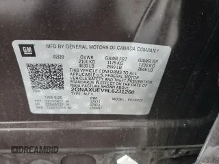 2020 Chevrolet Equinox LT with VIN 2GNAXUEV8L6231260, listed as a Copart auction lot 52151585 with 39,613 mi miles and Salvage Title. Bid and sale history available at DreamBid. Image 15.