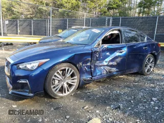 2018 Infiniti Q50 Luxe with VIN JN1EV7AP2JM356815, listed as a Copart auction lot 51266755 with 70,384 mi miles and Salvage title. Bid and sale history available at DreamBid. Image 1.