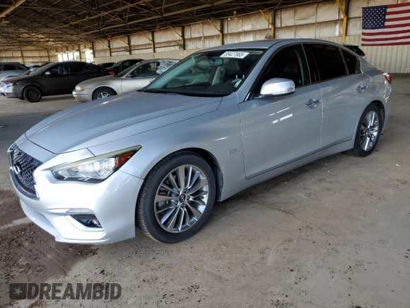 2018 Infiniti Q50 Luxe with VIN JN1EV7AP9JM358612, listed as a Copart auction lot 59427965 with 81,450 mi miles and Salvage title. Bid and sale history available at DreamBid. Image 1.