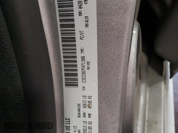 2015 Chrysler 200 S with VIN 1C3CCCBG7FN711906, listed as a Copart auction lot 70370874 with 102,033 mi miles and Clean Title. Bid and sale history available at DreamBid. Image 14.