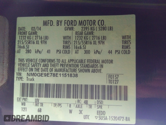 2014 Ford Transit Connect XL with VIN NM0GE9E78E1151838, listed as a IAAI auction lot 40222320 with 106,222 mi miles and . Bid and sale history available at DreamBid. Image 9.