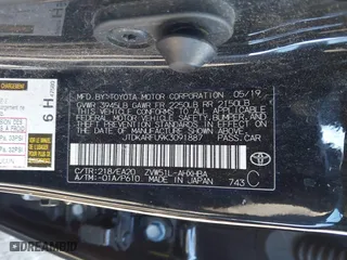 2019 Toyota Prius L Eco with VIN JTDKARFU9K3091887, listed as a IAAI auction lot 41282017 with 240,000 mi miles. Bid and sale history available at carsss.com. Image 9.