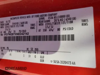 2022 Ford F-250 with VIN 1FD7W2BTXNED42142, listed as a Copart auction lot 80899324 with Not provided miles and Salvage title. Bid and sale history available at DreamBid. Image 12.