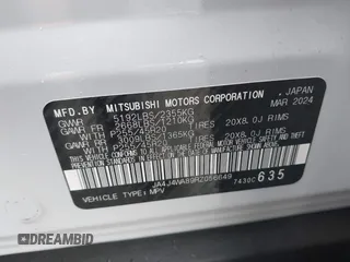 2024 Mitsubishi Outlander SEL z VIN JA4J4WA89RZ056649, wystawiony jako IAAI lot #41715013 z przebiegiem 7 835 mil mil oraz . Historia ofert i sprzedaży dostępna na DreamBid. Obrazek 9.