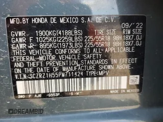 2023 Honda HR-V Sport with VIN 3CZRZ1H55PM711424, listed as a Copart auction lot 85535004 with 45,913 mi miles and Salvage Title. Bid and sale history available at carsss.com. Image 15.