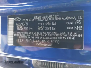 2022 Hyundai Elantra SEL z VIN 5NPLN4AG8NH060510, wystawiony jako IAAI lot #40845087 z przebiegiem Nie podano mil oraz . Historia ofert i sprzedaży dostępna na DreamBid. Obrazek 9.