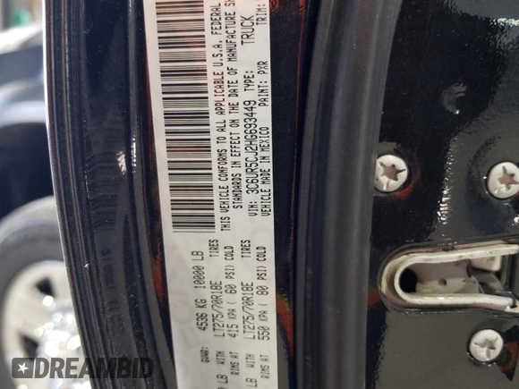 2017 Ram 2500 Tradesman with VIN 3C6UR5CJ2HG693449, listed as a Copart auction lot 52683125 with 134,343 mi miles and Salvage title. Bid and sale history available at DreamBid. Image 12.
