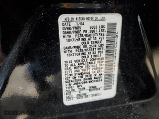 2004 Nissan Murano SE with VIN JN8AZ08W74W316554, listed as a Copart auction lot 45631785 with 151,912 mi miles and Salvage Title. Bid and sale history available at carsss.com. Image 13.
