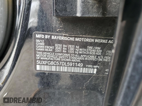 2013 BMW X6 xDrive50i z VIN 5UXFG8C57DL591149, wystawiony jako Copart lot #56979865 z przebiegiem 94 251 mil mil oraz Szkoda całkowita • Salvage title. Historia ofert i sprzedaży dostępna na DreamBid. Obrazek 15.