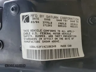 2004 Saturn ION with VIN 1G8AJ52FX4Z186349, listed as a Copart auction lot 52415475 with 142,920 mi miles and Salvage Title. Bid and sale history available at carsss.com. Image 14.