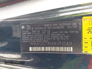 2008 BMW 1 Series 135i with VIN WBAUC73548VF25411, listed as a IAAI auction lot 41479409 with 153,643 mi miles. Bid and sale history available at carsss.com. Image 9.