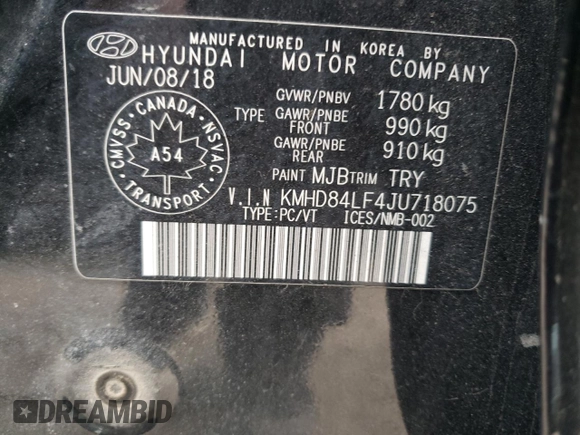2018 Hyundai Elantra SEL z VIN KMHD84LF4JU718075, wystawiony jako Copart lot #80209674 z przebiegiem 119 776 mil mil oraz Szkoda całkowita • Salvage title. Historia ofert i sprzedaży dostępna na DreamBid. Obrazek 13.