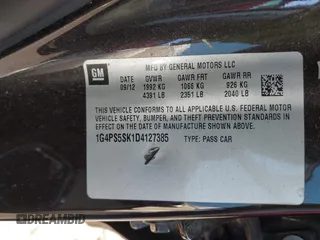 2013 Buick Verano Group with VIN 1G4PS5SK1D4127385, listed as a IAAI auction lot 41983570 with 221,359 mi miles and . Bid and sale history available at DreamBid. Image 9.