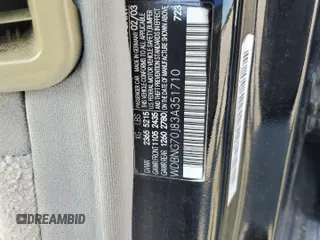 2003 Mercedes-Benz S 430 with VIN WDBNG70J83A351710, listed as a Copart auction lot 60496365 with Not provided miles and Salvage title. Bid and sale history available at DreamBid. Image 12.