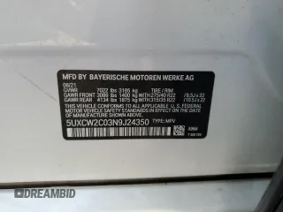 2022 BMW X7 xDrive40i with VIN 5UXCW2C03N9J24350, listed as a Copart auction lot 46865515 with 28,499 mi miles and Salvage Title. Bid and sale history available at carsss.com. Image 12.