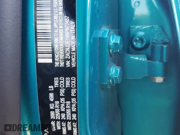 2022 Jeep Renegade Altitude z VIN ZACNJDE19NPN77457, wystawiony jako Copart lot #57131535 z przebiegiem 21 063 mil mil oraz Szkoda całkowita • Salvage title. Historia ofert i sprzedaży dostępna na DreamBid. Obrazek 13.