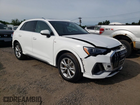 2022 Audi Q3 S line Premium with VIN WA1DECF36N1129233, listed as a Copart auction lot 57403645 with 27,837 mi miles and Salvage title. Bid and sale history available at DreamBid. Image 4.