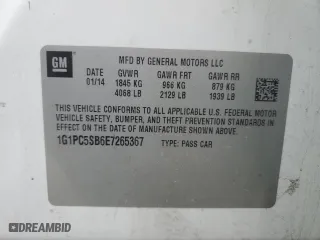 2014 Chevrolet Cruze 1LT with VIN 1G1PC5SB6E7265367, listed as a Copart auction lot 47296165 with 189,678 mi miles and Salvage Title. Bid and sale history available at carsss.com. Image 14.