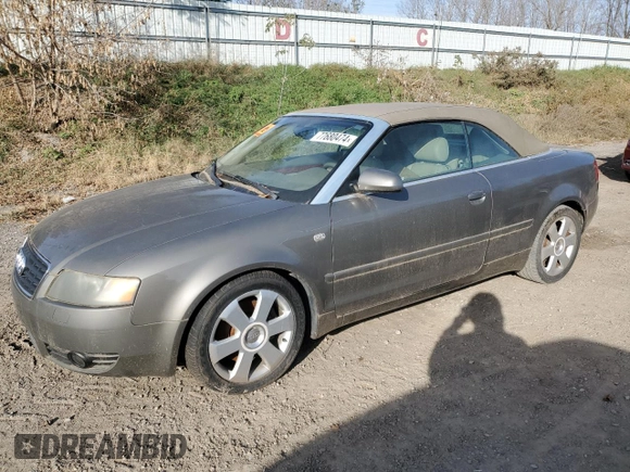 2004 Audi A4 3.0L with VIN WAUAT48H34K003530, listed as a Copart auction lot 77680474 with 70,888 mi miles and Clean Title. Bid and sale history available at carsss.com. Image 1.