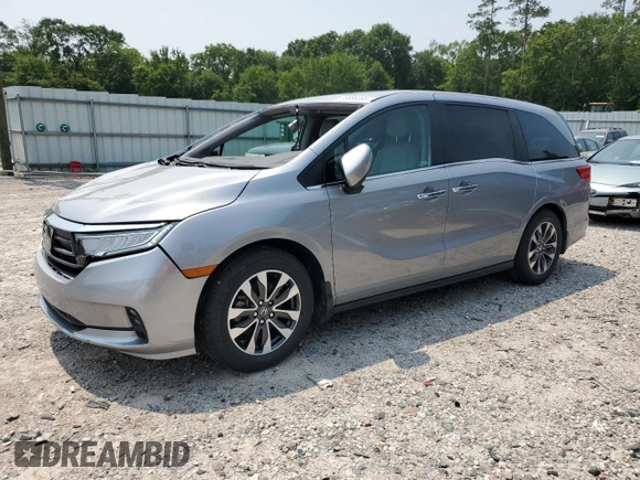 2023 Honda Odyssey EX-L z VIN 5FNRL6H6XPB064259, wystawiony jako Copart lot #58986395 z przebiegiem 22 137 mil mil oraz Szkoda całkowita • Salvage title. Historia ofert i sprzedaży dostępna na DreamBid. Obrazek 1.