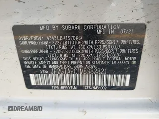 2021 Subaru Crosstrek Premium with VIN JF2GTAPC1M8382821, listed as a IAAI auction lot 42232652 with 46,400 mi miles and . Bid and sale history available at DreamBid. Image 9.