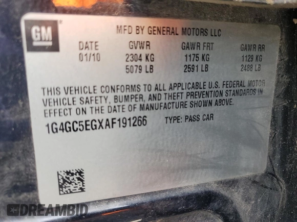 2010 Buick LaCrosse CXL with VIN 1G4GC5EGXAF191266, listed as a Copart auction lot 49518675 with 188,110 mi miles and Salvage Title. Bid and sale history available at carsss.com. Image 15.