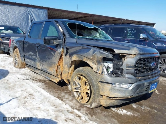 2021 Ford F-150 XL with VIN 1FTEW1C51MFC94173, listed as a IAAI auction lot 41628222 with 23,266 mi miles. Bid and sale history available at carsss.com. Image 1.
