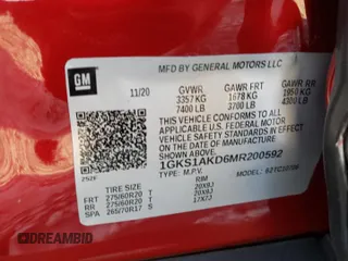 2021 GMC Yukon SLE with VIN 1GKS1AKD6MR200592, listed as a Copart auction lot 74764814 with 61,904 mi miles and Salvage Title. Bid and sale history available at carsss.com. Image 15.