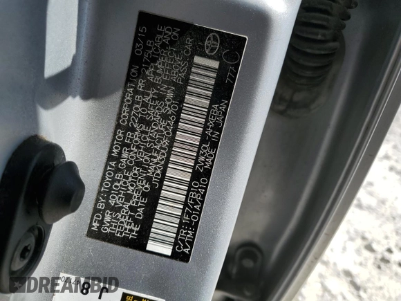 2015 Toyota Prius Four with VIN JTDKN3DU9F0446701, listed as a Copart auction lot 50075335 with 67,097 mi miles and Salvage Title. Bid and sale history available at carsss.com. Image 12.