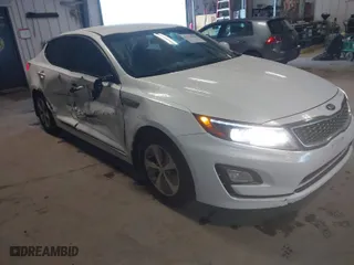 2014 Kia Optima Hybrid LX with VIN KNAGM4AD0E5075798, listed as a IAAI auction lot 41729949 with 150,552 mi miles. Bid and sale history available at carsss.com. Image 1.