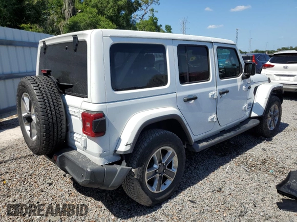 2019 Jeep Wrangler Unlimited Sahara with VIN 1C4HJXEG8KW574005, listed as a Copart auction lot 55386585 with Not provided miles and Salvage title. Bid and sale history available at DreamBid. Image 3.