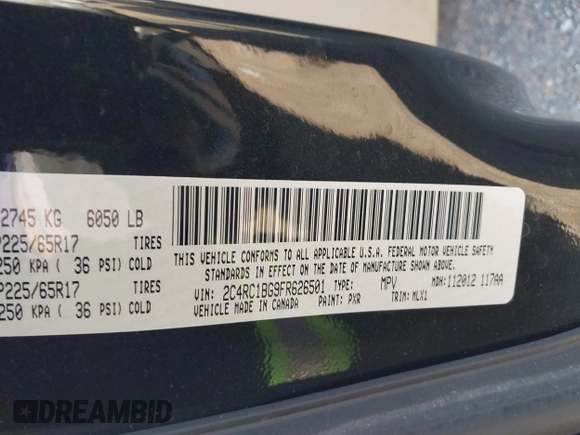 2015 Chrysler Town & Country Touring with VIN 2C4RC1BG9FR626501, listed as a IAAI auction lot 41279210 with 211,206 mi miles and . Bid and sale history available at DreamBid. Image 9.