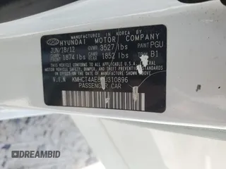 2013 Hyundai Accent GLS with VIN KMHCT4AE8DU310896, listed as a Copart auction lot 53706065 with 247,731 mi miles and Salvage Title. Bid and sale history available at carsss.com. Image 12.