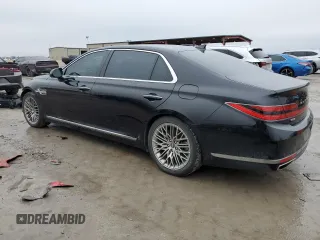 2021 Genesis G90 5.0L Ultimate with VIN KMTF54PH5MU090342, listed as a Copart auction lot 45631925 with 11,093 mi miles and Salvage Title. Bid and sale history available at carsss.com. Image 2.