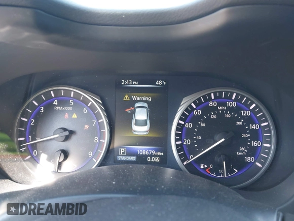2015 Infiniti Q50 Premium with VIN JN1BV7AR2FM392399, listed as a IAAI auction lot 41978343 with 108,679 mi miles and . Bid and sale history available at DreamBid. Image 7.