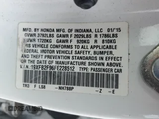 2015 Honda Civic EX-L z VIN 19XFB2F96FE228512, wystawiony jako Copart lot #59055235 z przebiegiem 94 397 mil mil oraz Szkoda całkowita • Salvage title. Historia ofert i sprzedaży dostępna na DreamBid. Obrazek 12.