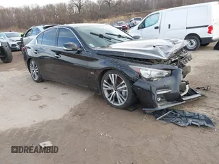 2019 Infiniti Q50 3.0t LUXE with VIN JN1EV7AR4KM590361, listed as a IAAI auction lot 41502310 with 61,571 mi miles. Bid and sale history available at carsss.com. Image 1.