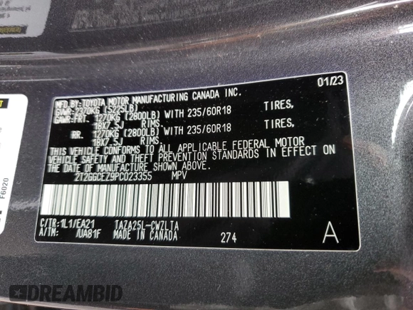 2023 Lexus NX 350 Premium z VIN 2T2GGCEZ9PC023355, wystawiony jako Copart lot #60333005 z przebiegiem 18 343 mil mil oraz Szkoda całkowita • Salvage title. Historia ofert i sprzedaży dostępna na DreamBid. Obrazek 13.