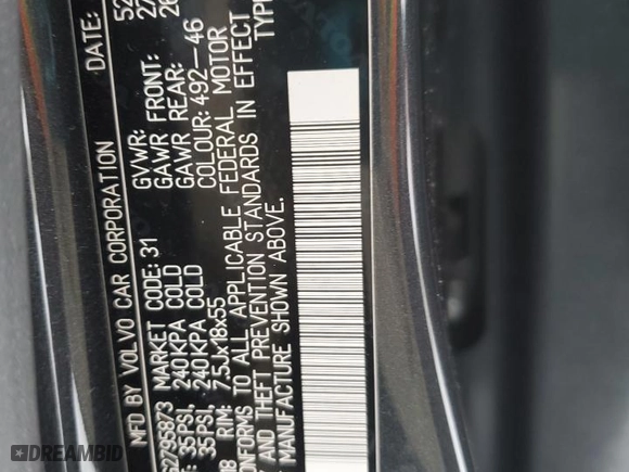 2016 Volvo XC60 T5 Premier with VIN YV4612RK5G2795873, listed as a Copart auction lot 41650255 with 0 mi miles and Salvage Title. Bid and sale history available at carsss.com. Image 13.
