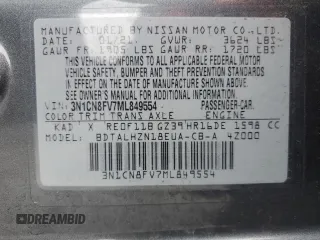 2021 Nissan Versa SR z VIN 3N1CN8FV7ML849554, wystawiony jako Copart lot #49705365 z przebiegiem 72 908 mil mil oraz Szkoda całkowita • Salvage title. Historia ofert i sprzedaży dostępna na DreamBid. Obrazek 12.