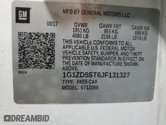 2018 Chevrolet Malibu LT with VIN 1G1ZD5ST6JF131327, listed as a Copart auction lot 52550775 with 146,776 mi miles and Salvage Title. Bid and sale history available at DreamBid. Image 14.