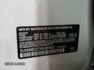 2017 BMW X5 xDrive50i with VIN 5UXKR6C57H0J84002, listed as a Copart auction lot 62474004 with 109,029 mi miles and Salvage title. Bid and sale history available at DreamBid. Image 13.
