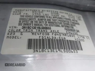 2009 Nissan Versa 1.8 SL with VIN 3N1BC13E19L500653, listed as a IAAI auction lot 41616544 with 138,554 mi miles. Bid and sale history available at carsss.com. Image 9.