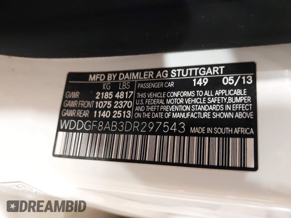 2013 Mercedes-Benz C 300 Sport с VIN WDDGF8AB3DR297543, выставлен на аукционе IAAI как лот 42323929 с пробегом 132 059 миль миль и . История ставок и продаж доступна на DreamBid. Изображение 9.